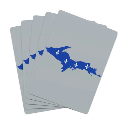 Michigan Upper Peninsula Poker Cards (Silver w/ UP Quebec Flag Outline)