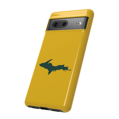 Michigan Upper Peninsula Tough Phone Case (Gold w/ Green UP Outline) | Samsung & Pixel Android