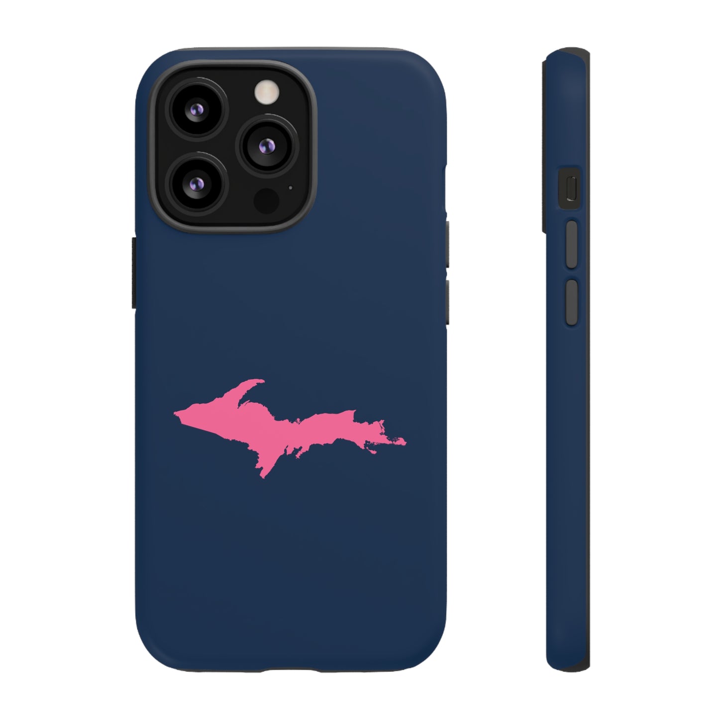 Michigan Upper Peninsula Tough Phone Case (Navy w/ Pink UP Outline) | Apple iPhone