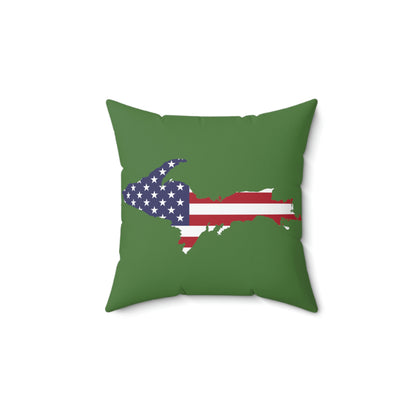 Michigan Upper Peninsula Accent Pillow (w/ UP USA Flag Outline) | Pine Green