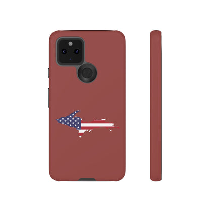 Michigan Upper Peninsula Tough Phone Case (Ore Dock Red w/ UP USA Flag Outline) | Samsung & Pixel Android