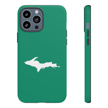 Michigan Upper Peninsula Tough Phone Case (Emerald Green w/ UP Outline) | Apple iPhone