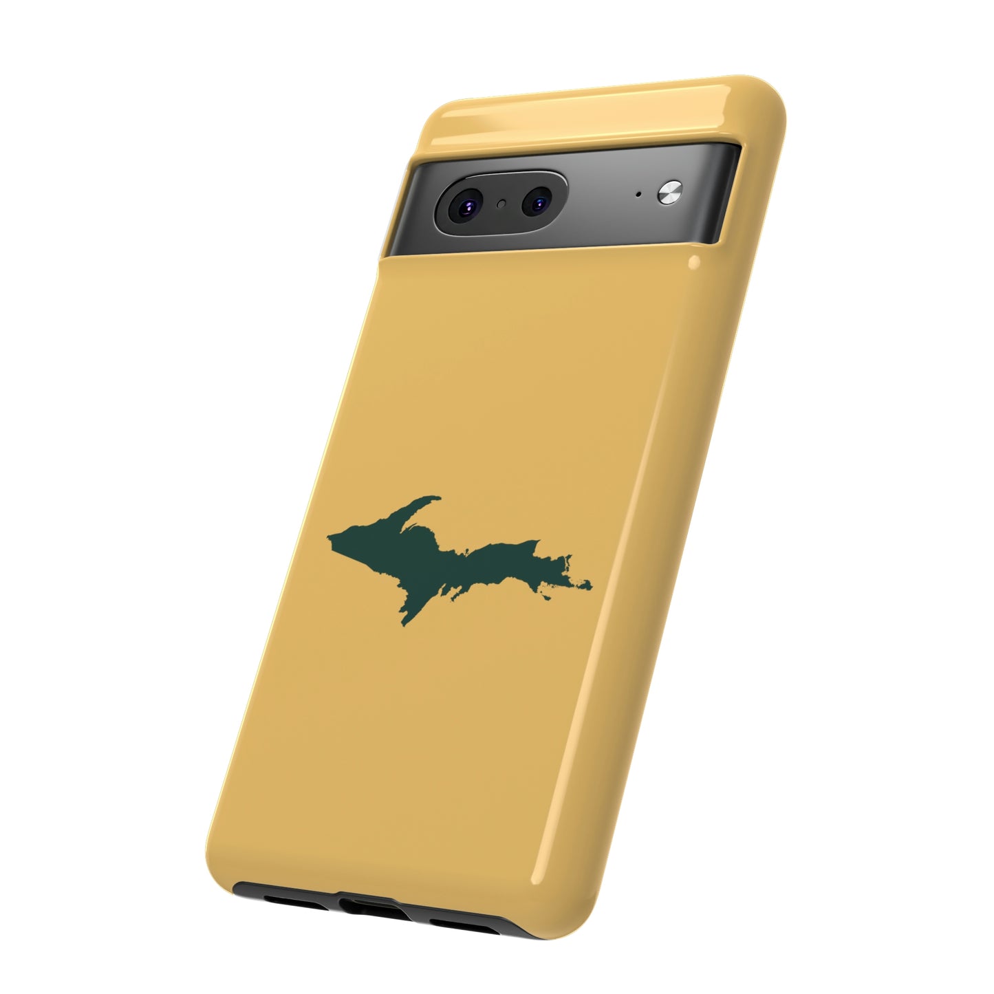 Michigan Upper Peninsula Tough Phone Case (Citrine w/ Green UP Outline) | Samsung & Pixel Android