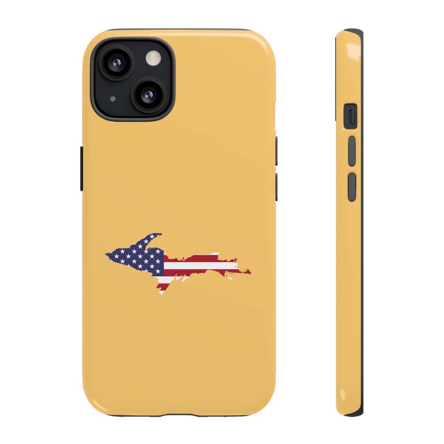 Michigan Upper Peninsula Tough Phone Case (Citrine w/ UP USA Outline) | Apple iPhone