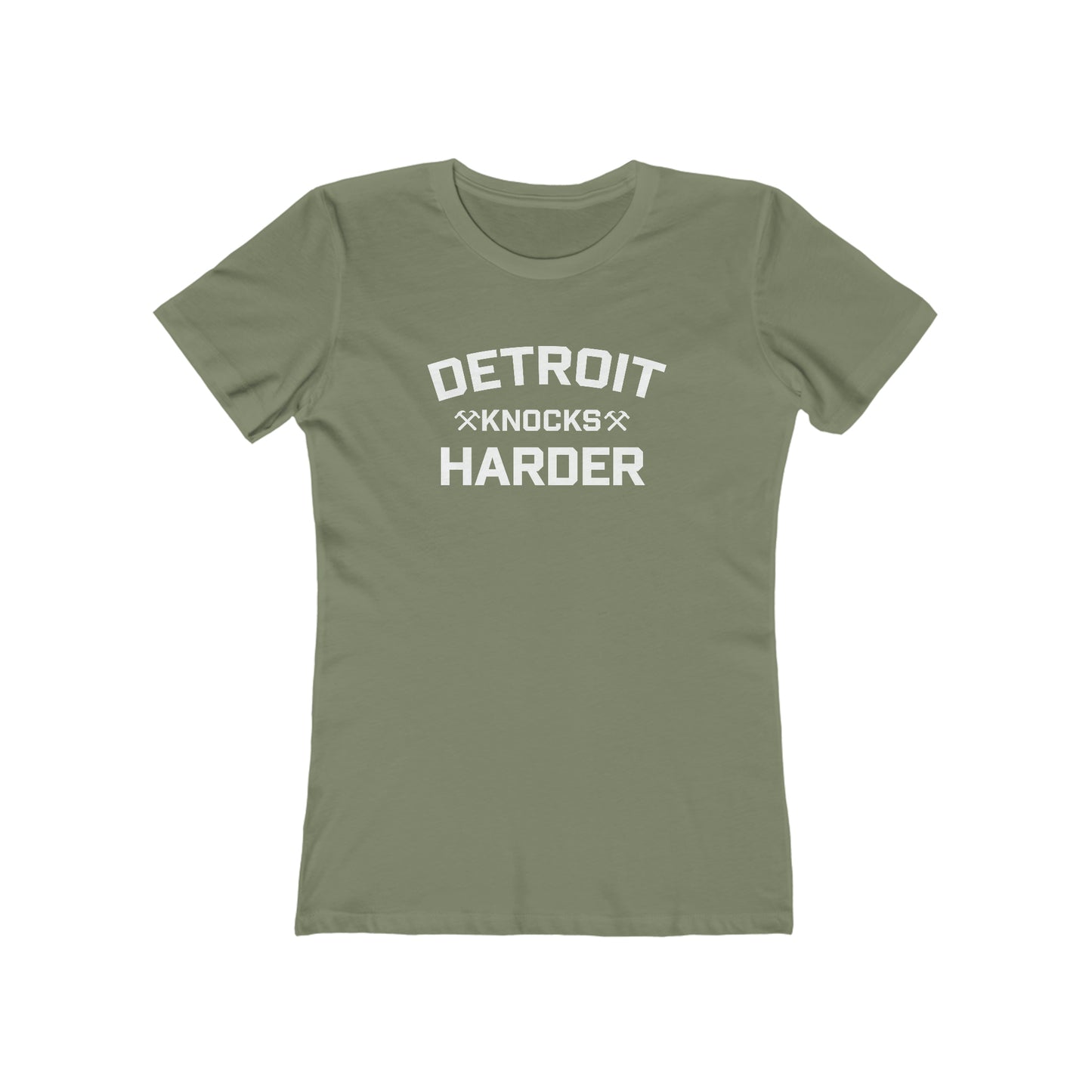 'Detroit Knocks Harder' T-Shirt | Women's Boyfriend Cut