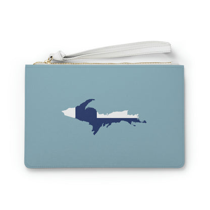 Michigan Upper Peninsula Clutch Bag (Opal Blue w/ UP Finland Flag Outline)