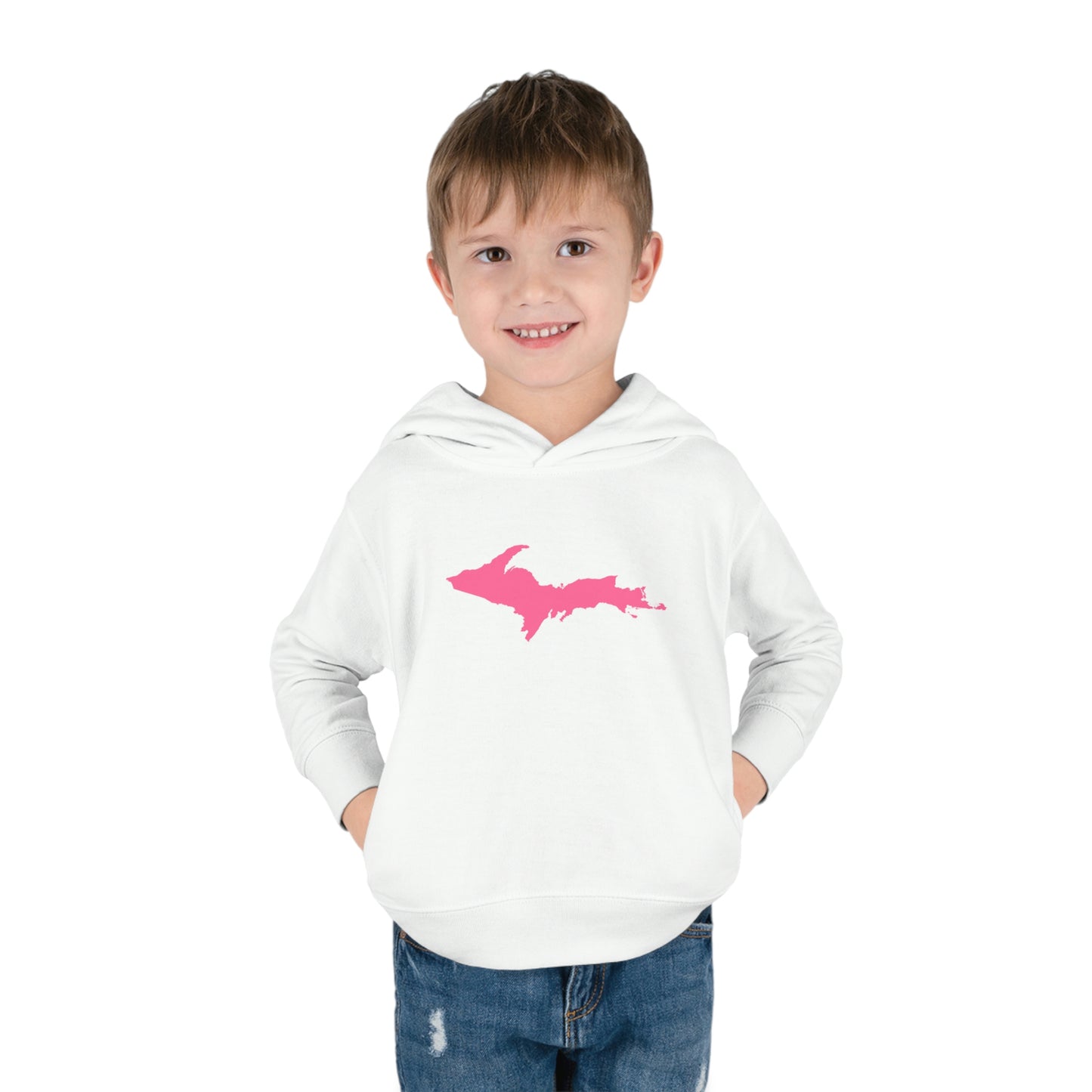 Michigan Upper Peninsula Hoodie (w/ Pink UP Outline) | Unisex Toddler