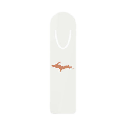 Michigan Upper Peninsula Metal Bookmark (w/ Copper UP Outline) | Birch Bark White