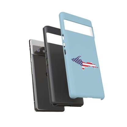 Michigan Upper Peninsula Tough Phone Case (Opal Blue w/ UP USA Flag Outline) | Samsung & Pixel Android