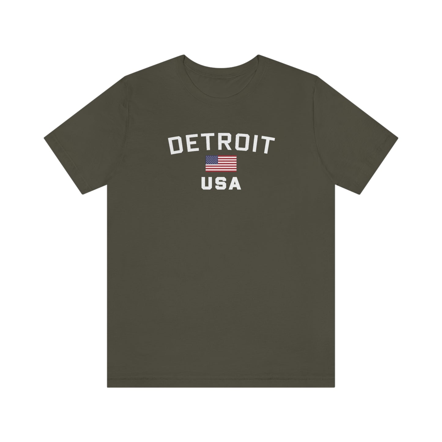 'Detroit USA' T-Shirt (w/ USA Flag Outline) | Unisex Standard Fit