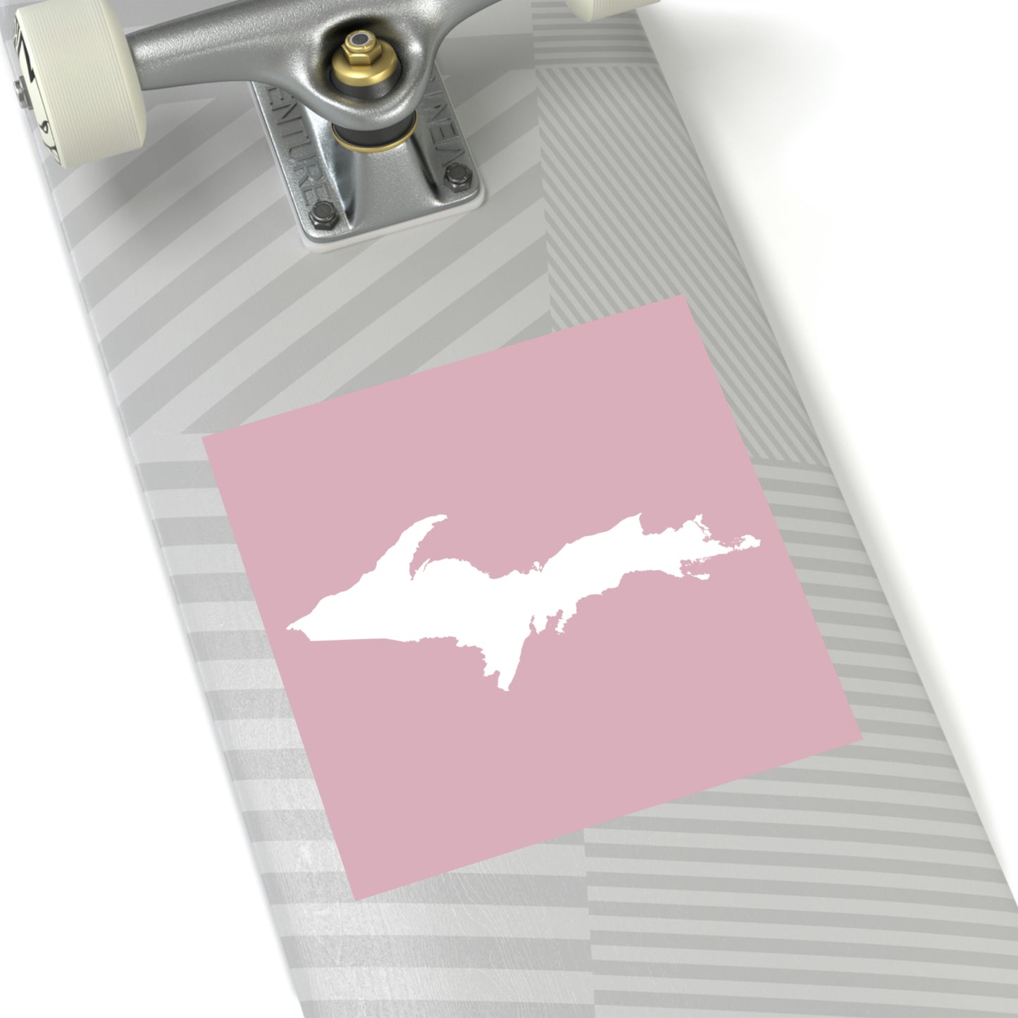 Michigan Upper Peninsula Square Sticker (Pink w/ UP Outline) | Indoor/Outdoor