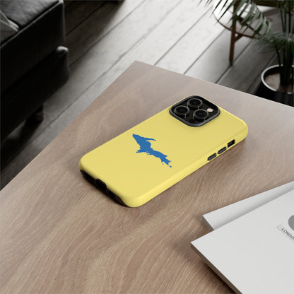 Michigan Upper Peninsula Tough Phone Case (Yellow Cherry w/ Azure UP Outline) | Apple iPhone