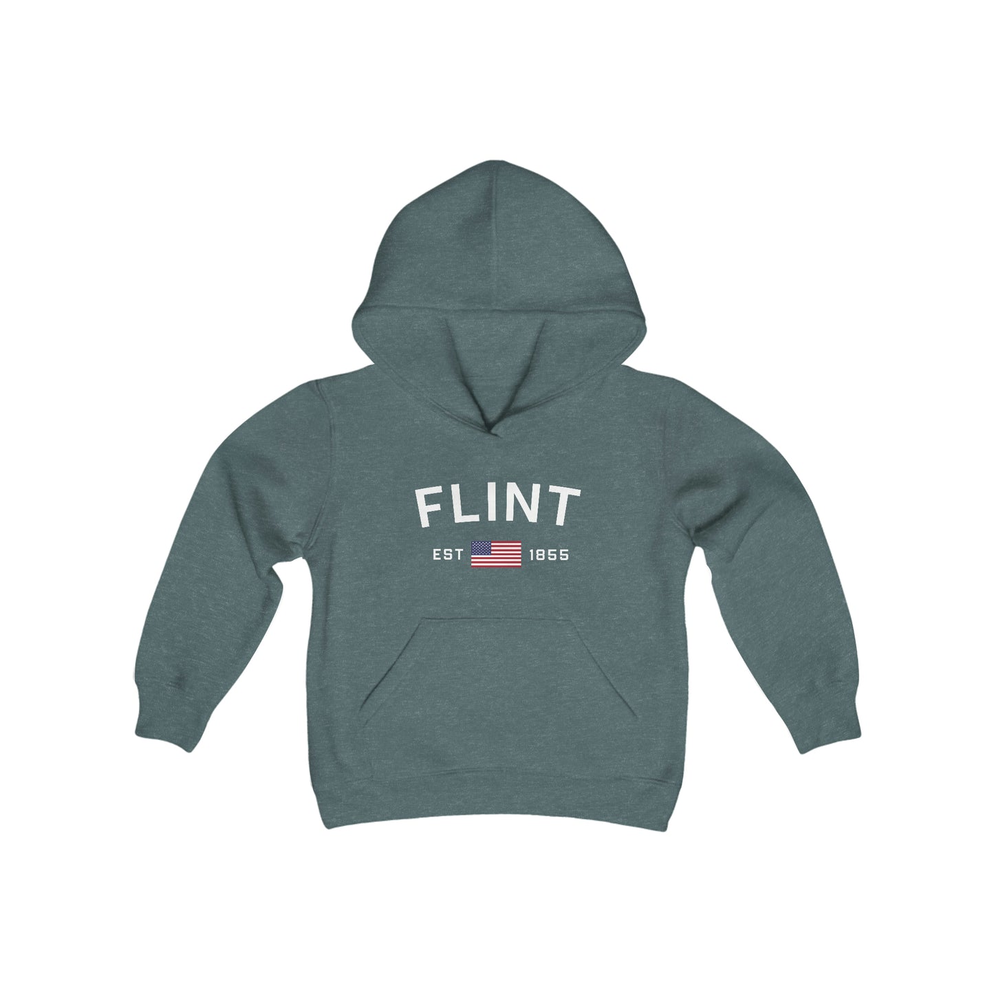 'Flint EST 1855' Hoodie (w/USA Flag Outline) | Unisex Youth