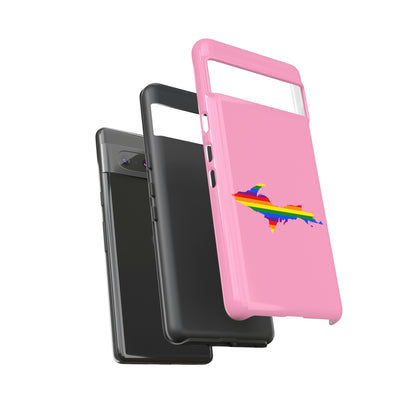 Michigan Upper Peninsula Tough Phone Case ('67 Caddie Pink w/ UP Pride Flag Outline) | Samsung & Pixel Android