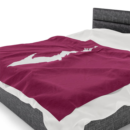 Michigan Upper Peninsula Plush Blanket (w/ UP Outline) | Apple Blossom Pink