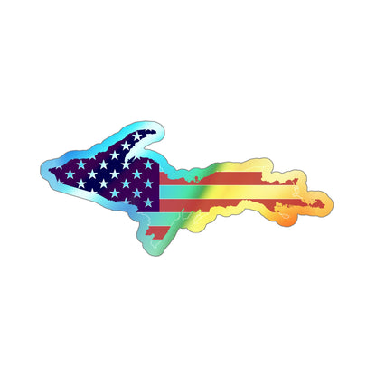 Michigan Upper Peninsula Holographic Die-Cut Stickers (w/ UP USA Flag Outline)