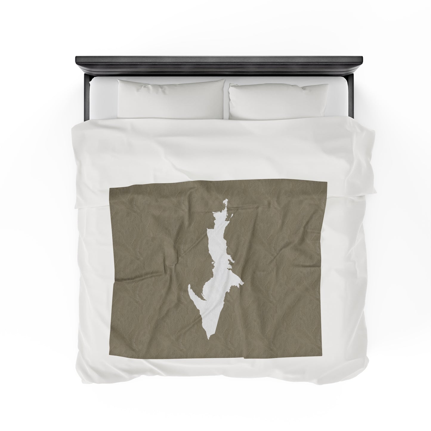 Michigan Upper Peninsula Plush Blanket (w/ UP Outline) | Petoskey Stone Beige