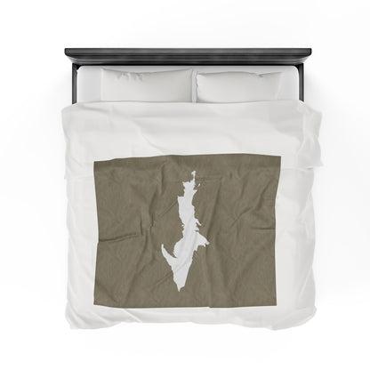 Michigan Upper Peninsula Plush Blanket (w/ UP Outline) | Petoskey Stone Beige