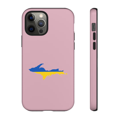 Michigan Upper Peninsula Tough Phone Case (Pink w/ UP Ukraine Flag Outline) | Apple iPhone