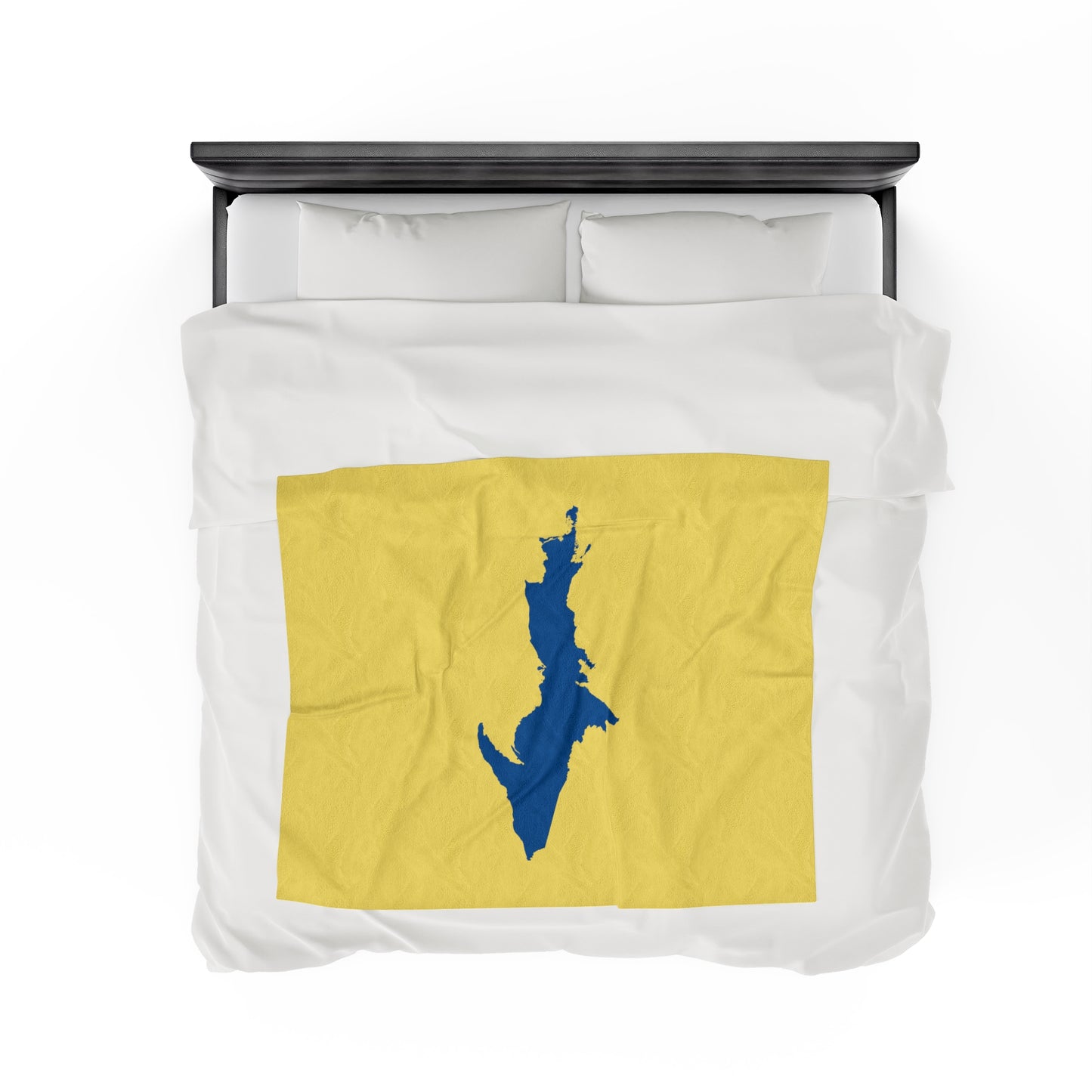 Michigan Upper Peninsula Plush Blanket (w/ Azure UP Outline) | Cherry Yellow