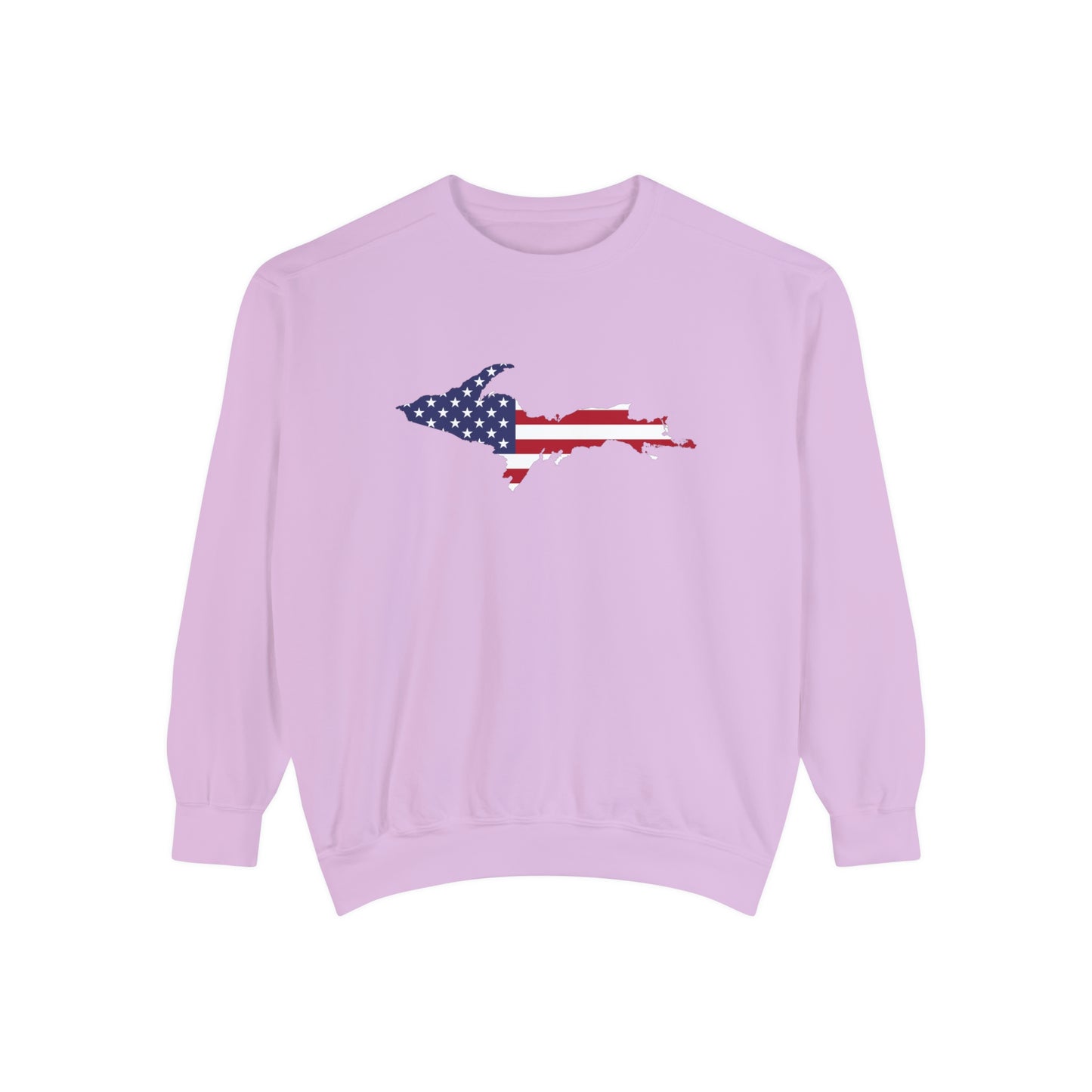 Michigan Upper Peninsula Sweatshirt (w/ UP USA Flag Outline) | Unisex Garment Dyed