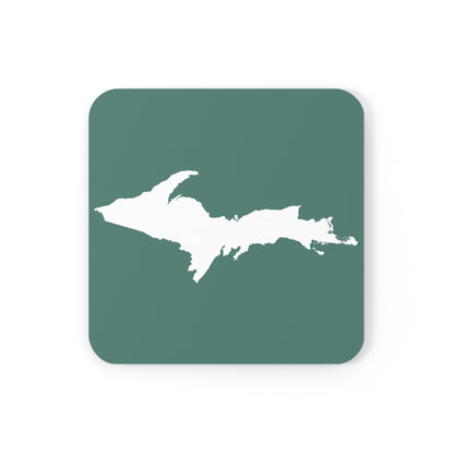 Michigan Upper Peninsula Coaster Set (Copper Green w/ UP Outline) | Corkwood - 4 pack