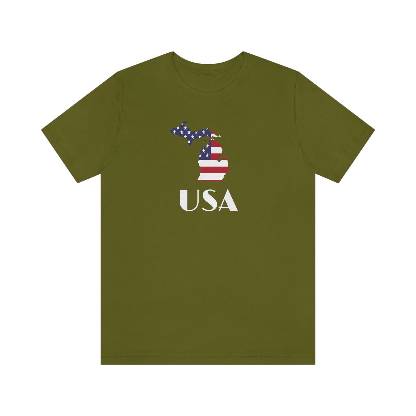 Michigan 'USA' T-Shirt (w/ MI USA Flag Outline) | Unisex Standard Fit