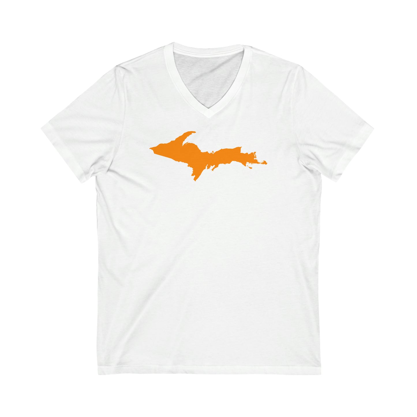 Michigan Upper Peninsula T-Shirt (w/ Orange UP Outline) | Unisex V-Neck