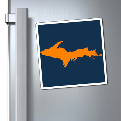 Michigan Upper Peninsula Square Magnet (Navy w/ Orange UP Outline)