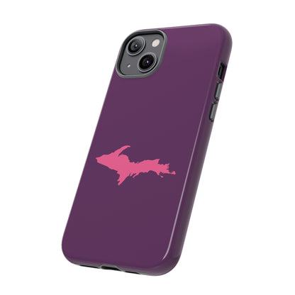 Michigan Upper Peninsula Tough Phone Case (Plum w/ Pink UP Outline) | Apple iPhone