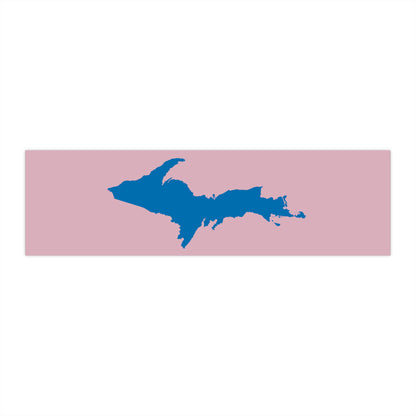 Michigan Upper Peninsula Bumper Sticker (w/ Azure UP Outline) | Pink Background