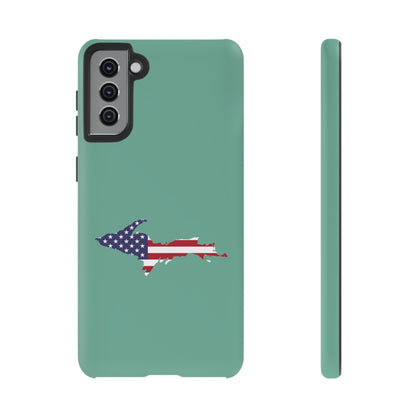 Michigan Upper Peninsula Tough Phone Case ('64 Metallic Mint Green w/ UP USA Flag Outline) | Samsung & Pixel Android