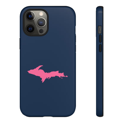 Michigan Upper Peninsula Tough Phone Case (Navy w/ Pink UP Outline) | Apple iPhone