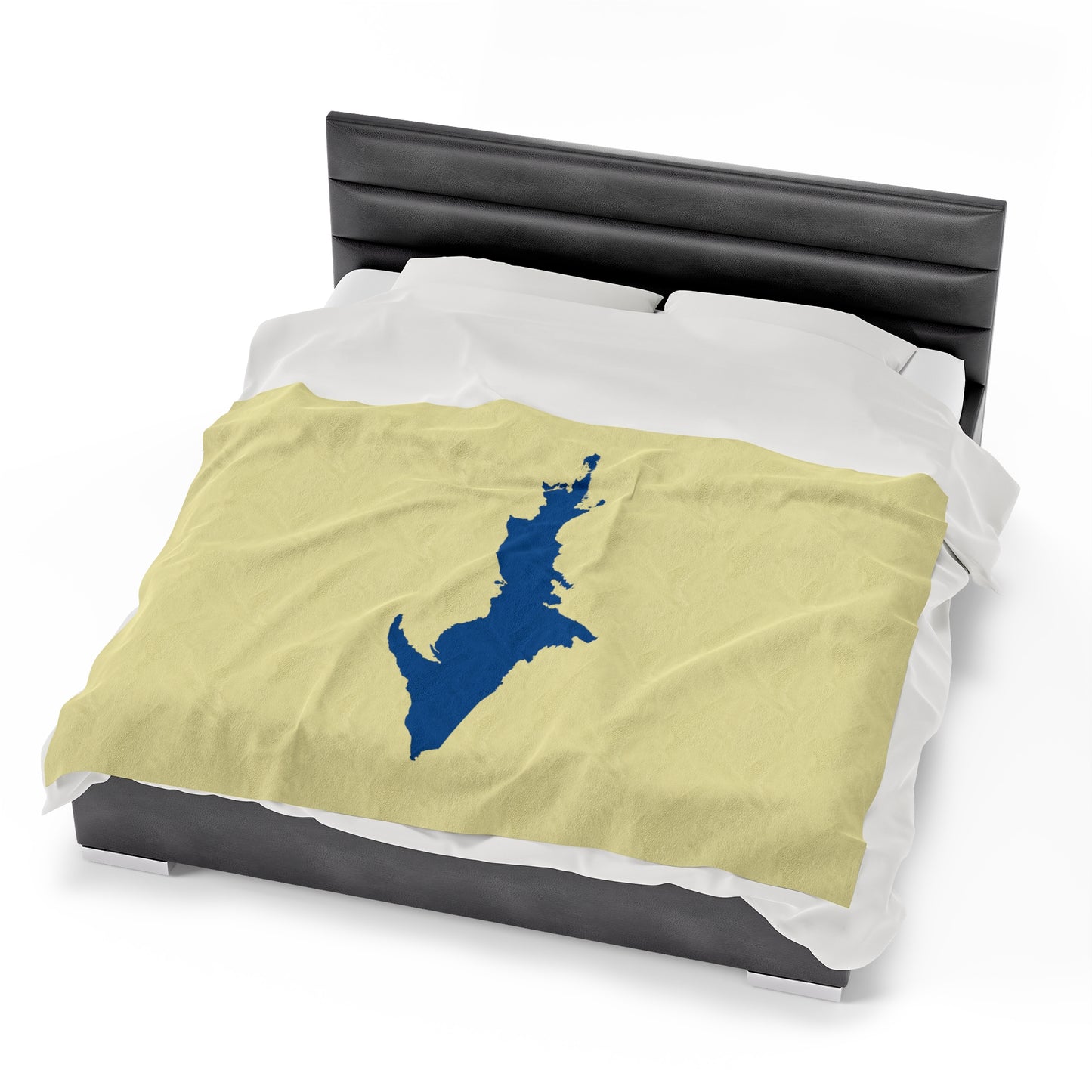 Michigan Upper Peninsula Plush Blanket (w/ Azure UP Outline) | Canary Yellow