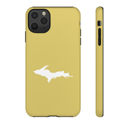 Michigan Upper Peninsula Tough Phone Case (Plum Yellow w/ UP Outline) | Apple iPhone