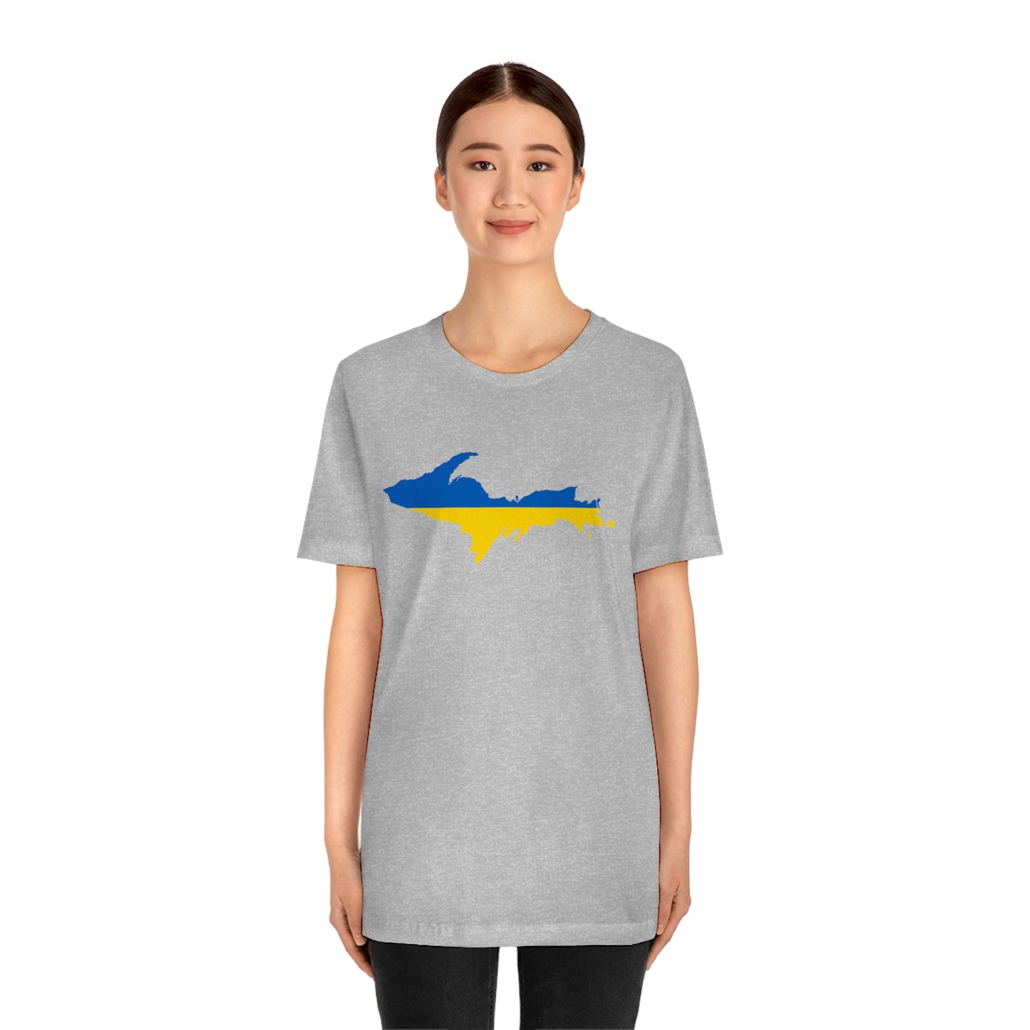 Michigan Upper Peninsula T-Shirt (w/ UP Ukraine Flag Outline) | Unisex Standard Fit