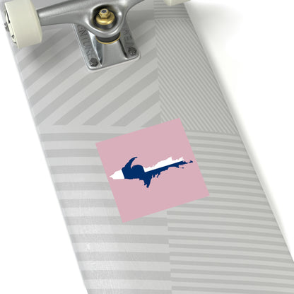 Michigan Upper Peninsula Square Sticker (Pink w/ UP Finland Flag Outline) | Indoor/Outdoor