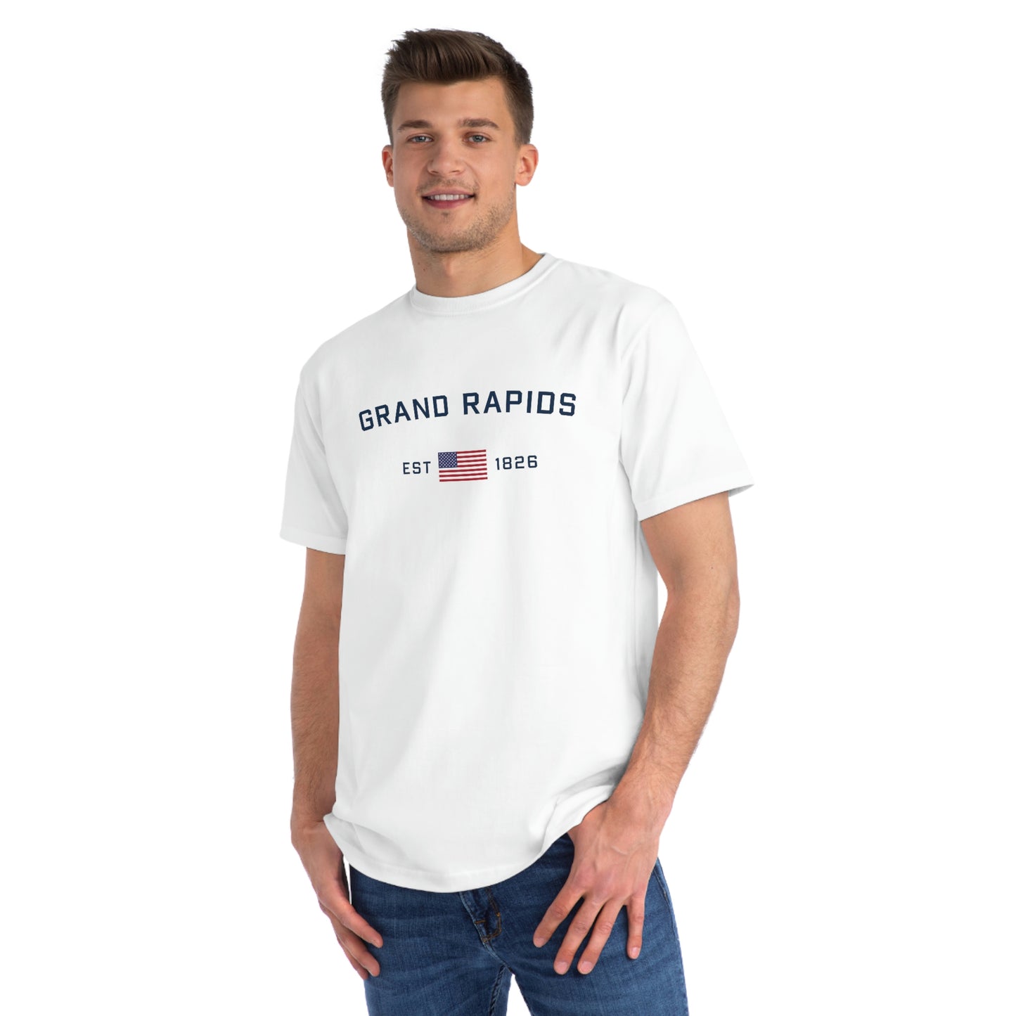 'Grand Rapids EST 1826' T-Shirt (w/ USA Flag) | Organic Unisex