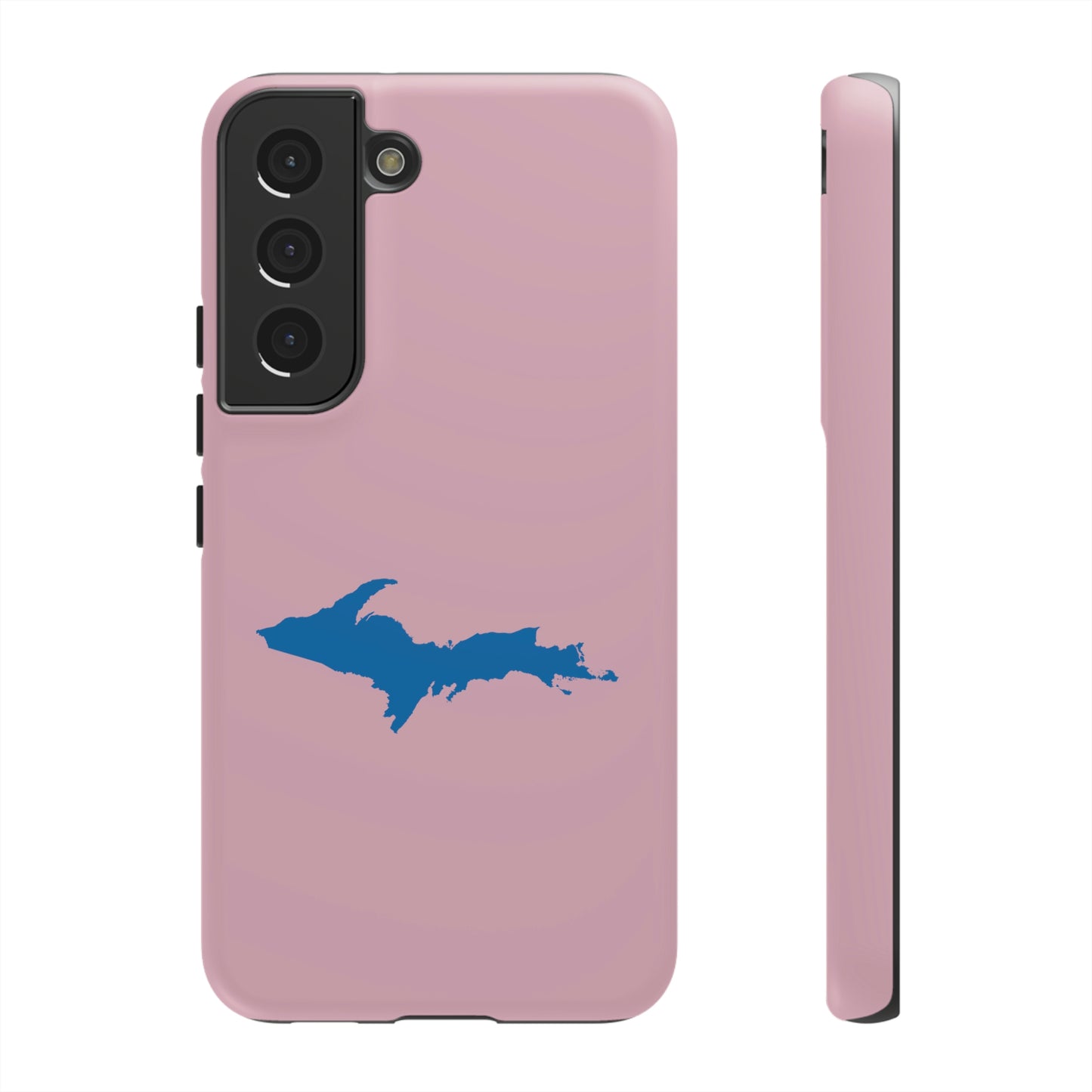 Michigan Upper Peninsula Tough Phone Case (Pink w/ Azure UP Outline) | Samsung & Pixel Android