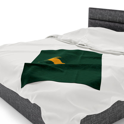 Michigan Upper Peninsula Plush Blanket (w/ Gold UP Outline) | Superior Green