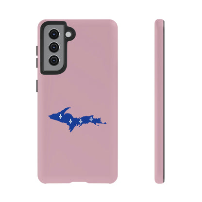 Michigan Upper Peninsula Tough Phone Case (Pink w/ UP Quebec Flag Outline) | Samsung & Pixel Android