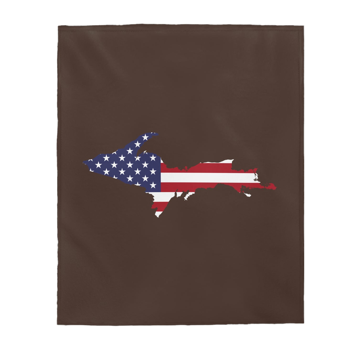 Michigan Upper Peninsula Plush Blanket (w/ UP USA Flag Outline) | Hickory Color