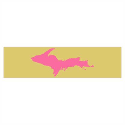 Michigan Upper Peninsula Bumper Sticker (w/ Pink UP Outline) | Plum Yellow Background