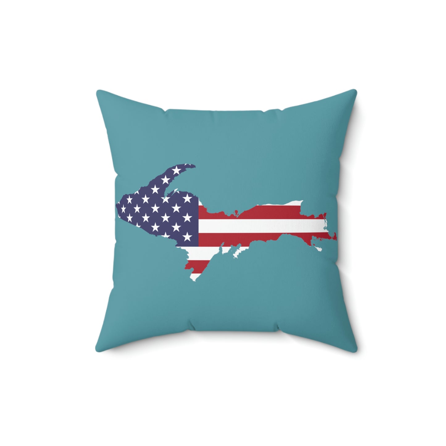 Michigan Upper Peninsula Accent Pillow (w/ UP USA Flag Outline) | Lake Huron Blue