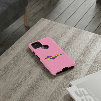 Michigan Upper Peninsula Tough Phone Case ('67 Caddie Pink w/ UP Pride Flag Outline) | Samsung & Pixel Android