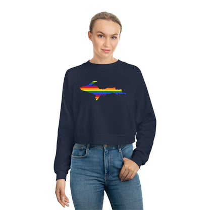 Michigan Upper Peninsula Sweatshirt (w/ UP Pride Flag Outline) | Cropped Mid-Length
