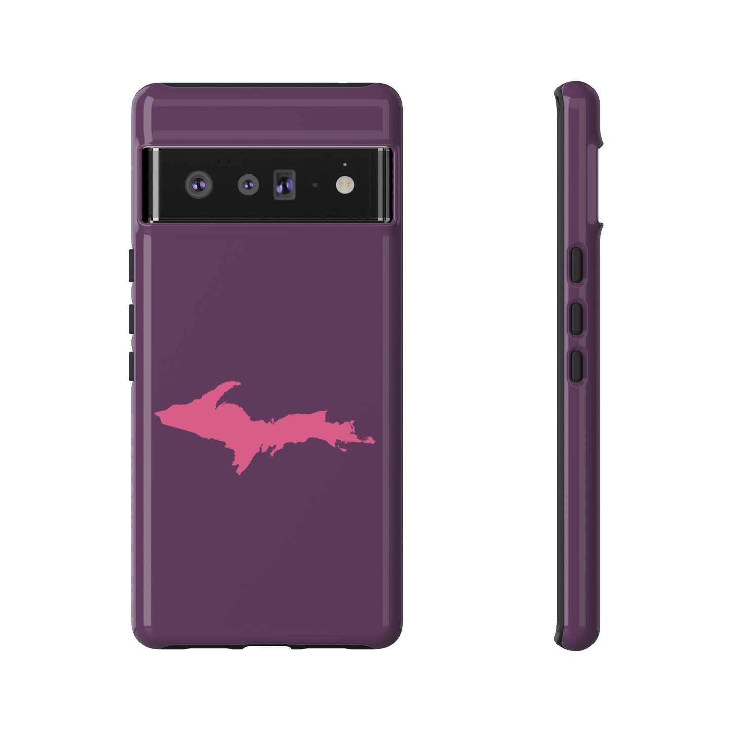 Michigan Upper Peninsula Tough Phone Case (Plum w/ Pink UP Outline) | Samsung & Pixel Android