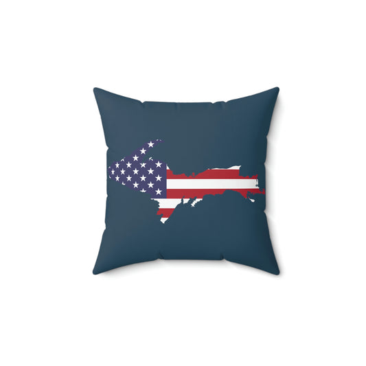 Michigan Upper Peninsula Accent Pillow (w/ UP USA Flag Outline) | '37 Caddie Blue