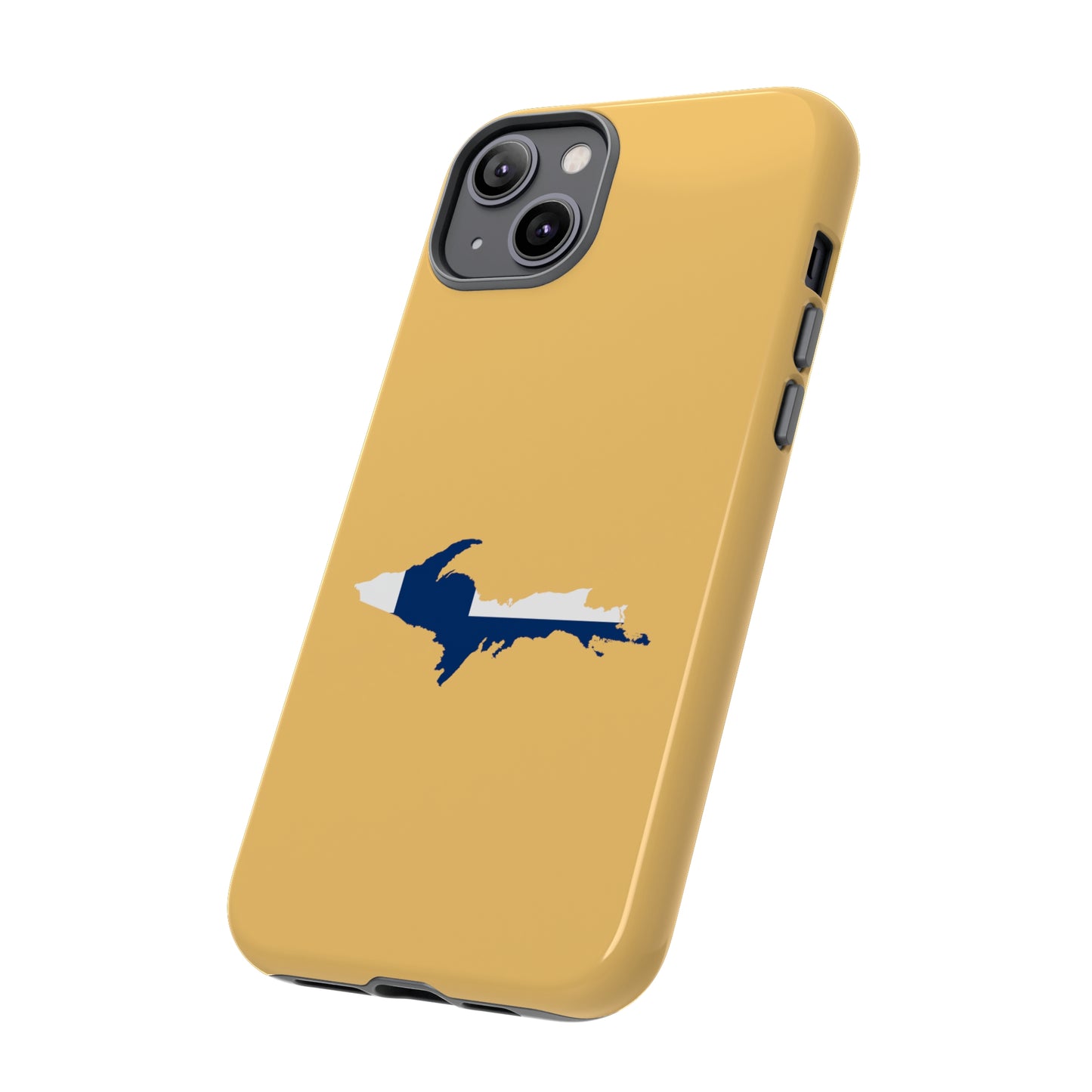 Michigan Upper Peninsula Tough Phone Case (Citrine w/ UP Finland Flag Outline) | Apple iPhone