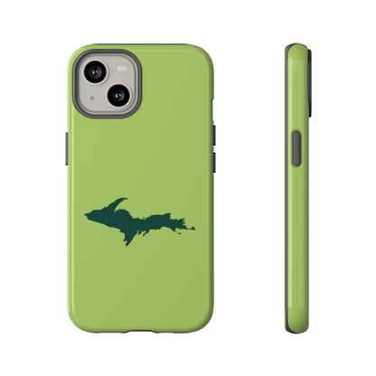 Michigan Upper Peninsula Tough Phone Case (Gooseberry Green w/ Green UP Outline) | Apple iPhone